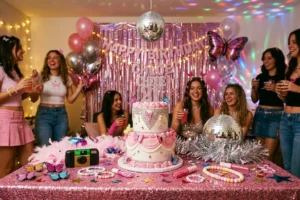 Iconic 2000s birthday party ideas with bedazzled decor and Y2K vibes.