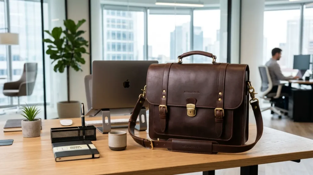 A luxury leather bag for a new graduate starting a career.