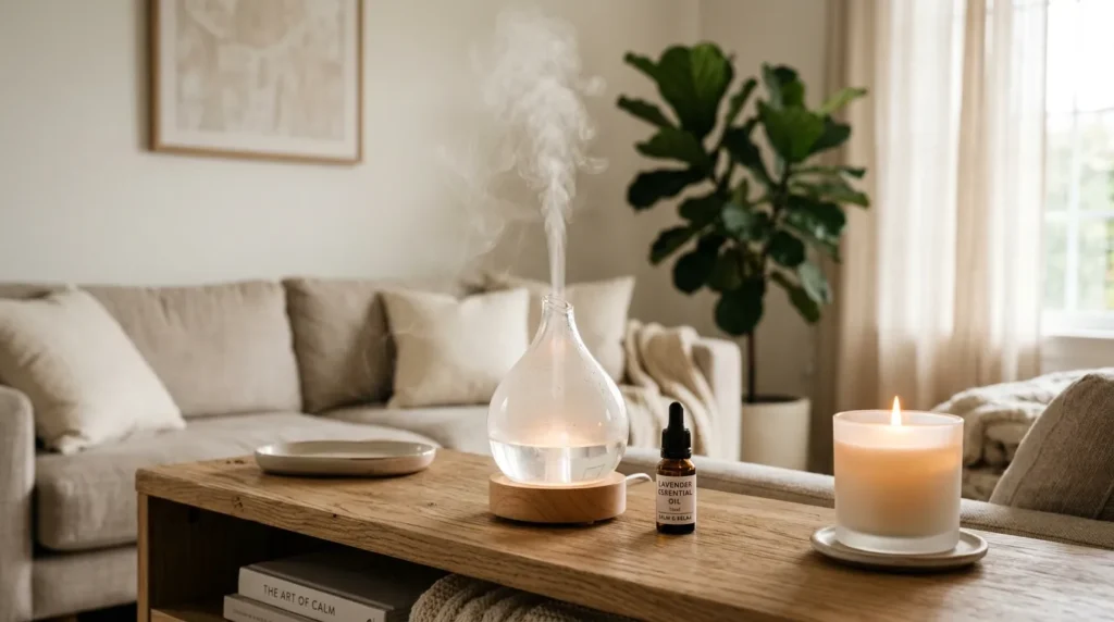 An essential oil diffuser used for sensory anchoring during Mental Health Awareness Month.