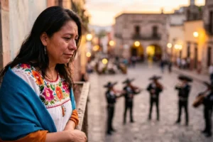 A mother listening to a Mariachi band during Mexican Mother's Day, illustrating Día de las Madres traditions