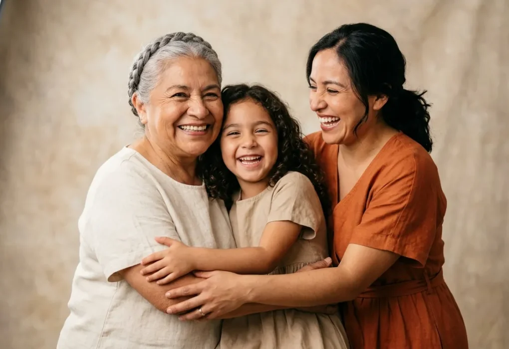 Three generations of women in a professional family portrait, a top Mother's Day gift idea for 2026.