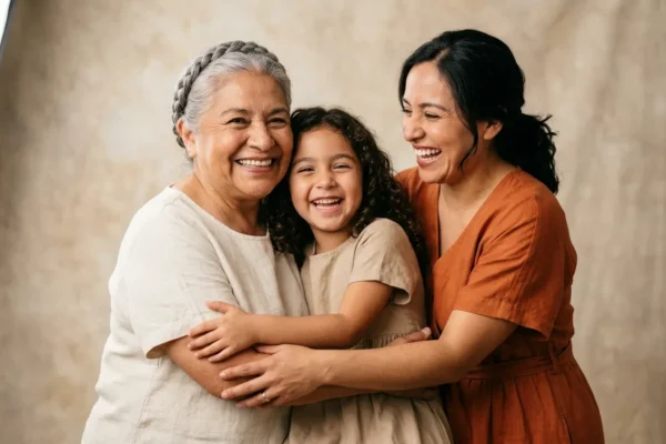 Three generations of women in a professional family portrait, a top Mother's Day gift idea for 2026.